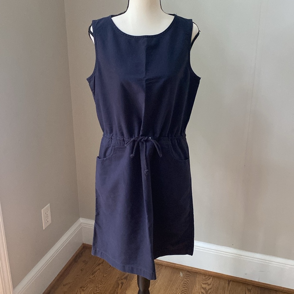 J Crew size L navy mini dress nautical minimalist boxy cotton Preppycore layer